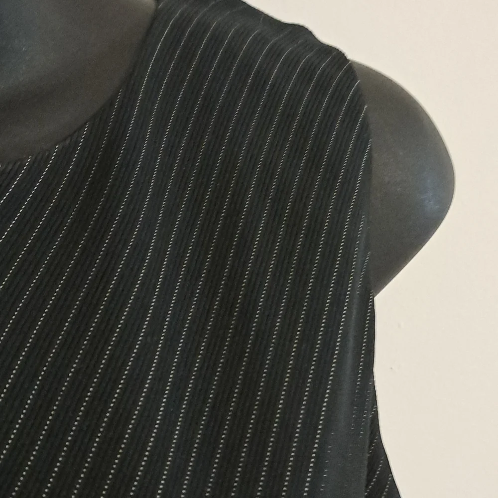 Alex Garfield Black White Pinstripes Lined Sleeveless Bias Dress Misses Size 6 - Picture 5 of 9